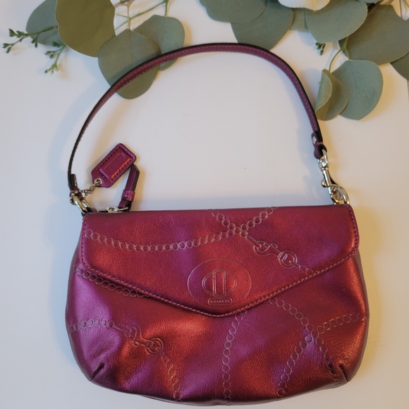Coach Handbags - Coach women's raspberry leather wristlet